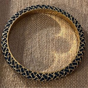 LILLY PULITZER Gold Tone and Navy Enamel Bracelet Bangle Vintage
